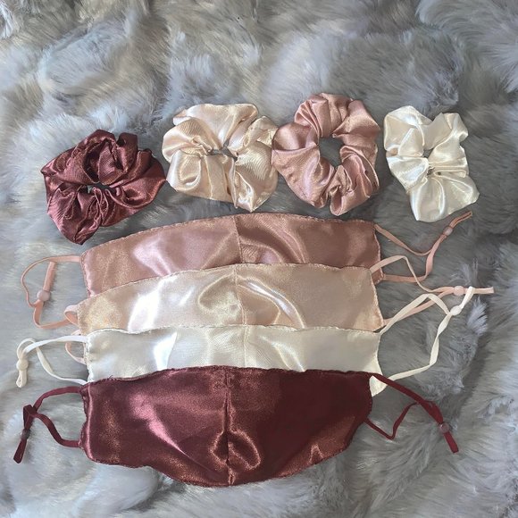 Satin Face Mask and Scrunchie (4 sets) - Picture 1 of 5